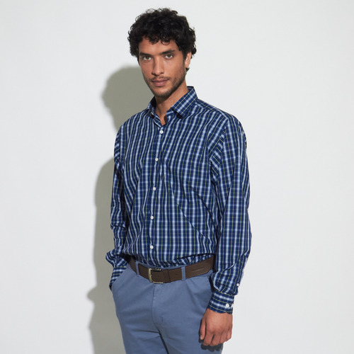Camisa Hombre Kevingston Pond Escocesa Azul Oscuro
