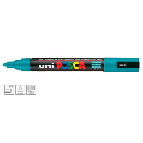 2x Caneta Posca Uni Ball Pc-5m 1x Esmeralda + 1x Preta