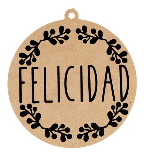 Esfera Navidad Serigrafiada Deseos Mdf Arbol 13cm Mylin 1pz Color Felicidad