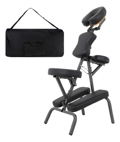 Silla Masaje Portatil Vinil Shiatsu Confort Premium Tattoo Color Negro