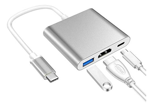 Adaptador Usb Tipo C 3 En 1 - Hdmi + Usb 3.0 + Usb Tipo C