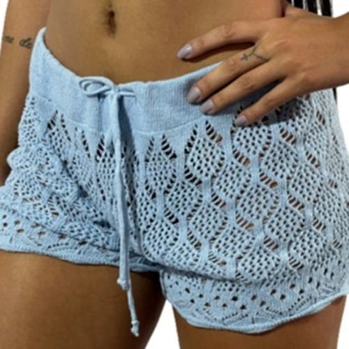 Short Saída De Praia Transparente Com Renda