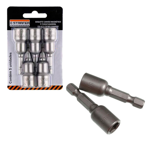 Soquete Canhao Magn.starfer B 5/16  - Kit C/5 Unidades