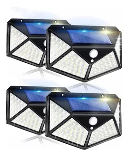 100 Leds Lámparas Solar Sensor Exteriores De Pared 4 Pcs