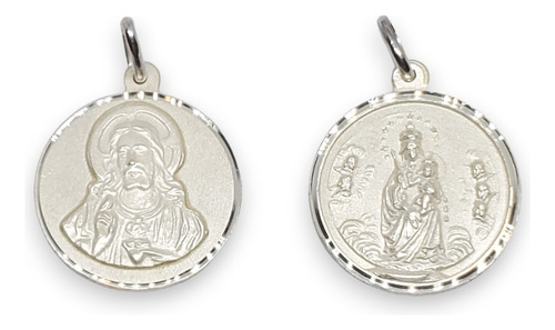 Dije Plata Escapulario Virgen Del Carmen Y Sagrado Corazon