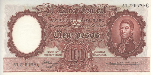 Bottero 2065 - Billete De 100 Pesos Mon. Nac. Año 1963 - Xf