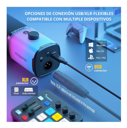 Micrófono Dinámico Maono Pd100 Usb/xlr Led Rgb Gamer