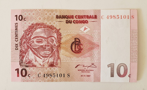 Congo - Billete 10 Centimes 1997 - Unc