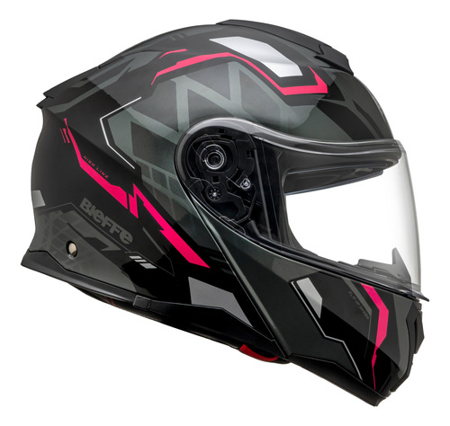 Capacete Robocop Moto Bieffe B-dynamic Attractie Rosa Brilho
