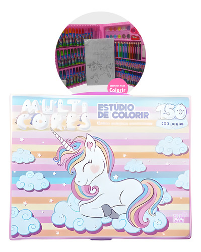 Maleta Pintura Infantil Estojo 150 Peças Estúdio De Colorir