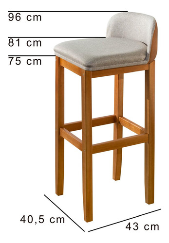 Kit 3 Banquetas Onix Estofado Pé Madeira Maciça