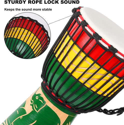 Lieke Djembe Drum Tambor Africano 10'' X 20'' Piel De Cab...