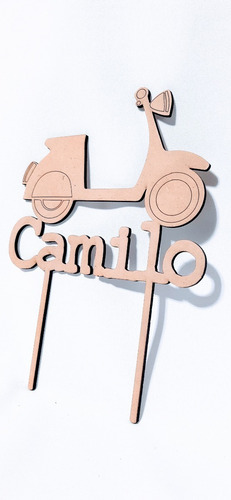 Imagen 3 de 4 de Topper Cake Cartel Torta Mod. Vespa Personalizable - Mdf