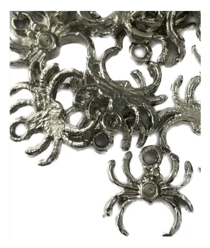 comprar 10 Dijes Arañas Arañita 25mm Metal Plateado