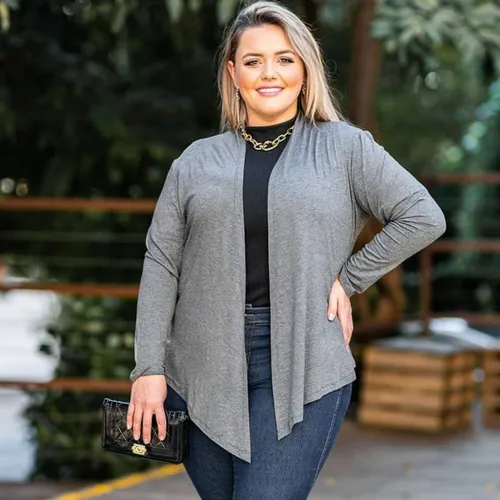 Blusa Cardigan Casaco Feminino Plus Size Viscolaycra At G3