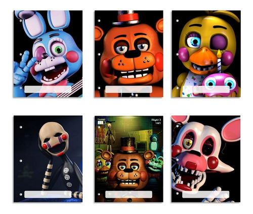 Separadores N3 X6 Five Nights At Freddy´s Fnaf Asignaturas