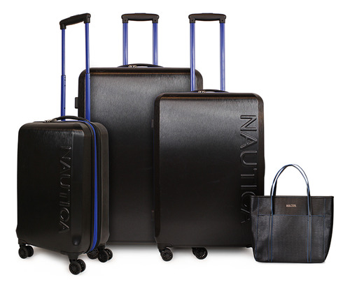 Set Nautica 3 Maletas Victory S+m+l + Cartera Leeway Negra
