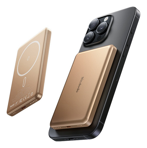 Power Bank Inalámbrico Magnético Cargador Delgado 5000mah Desert Gold