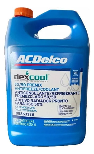 Liquido Refriguerante Acdelco 50/50 Anticongelante Naranja