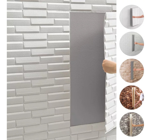 Adherible Relieve 3d Pared Piedra Bloques Ladrillo 