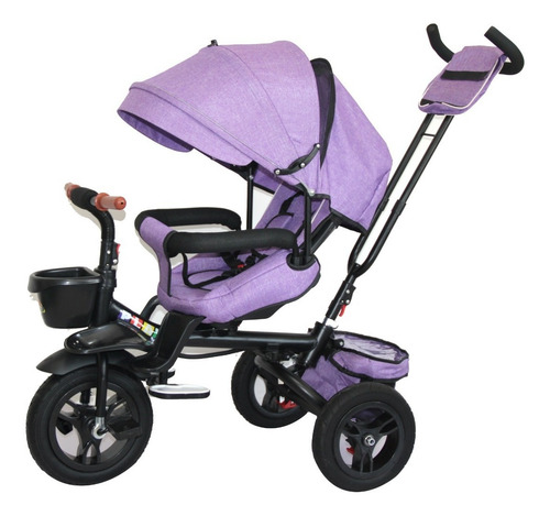 Coche Paseo Niño Triciclo 360 Volante Con Capota Ml 1005