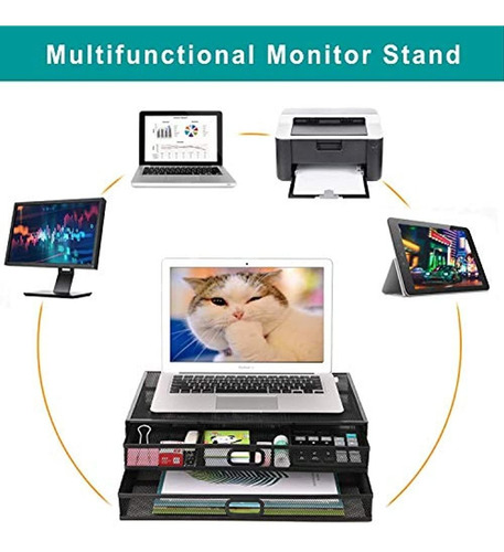 Soporte Vertical Para Monitor Con Cajón: Organizador De Escr