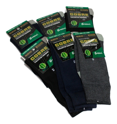 6 Calcetines Fibra De Cobre Para Hombre - Precio X 6 Pares