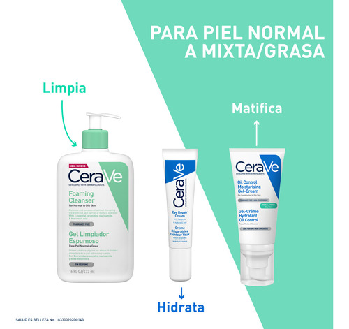 Gel Cerave Limpiador Espumoso Piel Normal A Grasa Sin Perfum