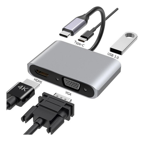 Adaptador Usb Tipo C A Hdmi Vga Convertidor De Vídeo 4k