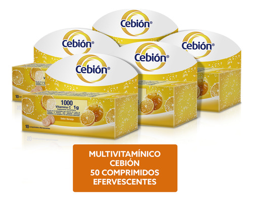 Pack Cebión Vitamina C 10 Comprimidos Efervescentes X 5ud