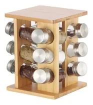 Comprar Especiero Giratorio Condiméntero Madera 8 Frascos Vidrio 