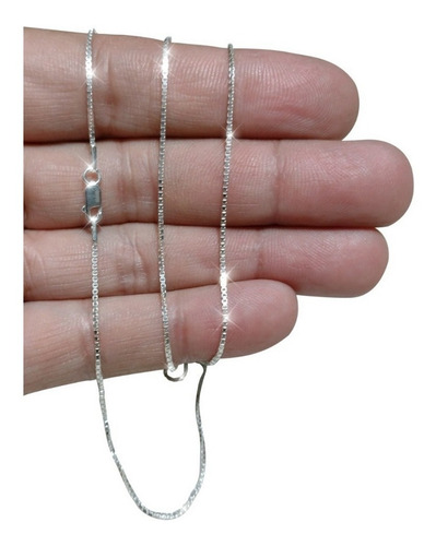 Imagem 1 de 5 de Cordão Corrente Veneziana Em Prata 925 Masculina 60cm 1,2mm