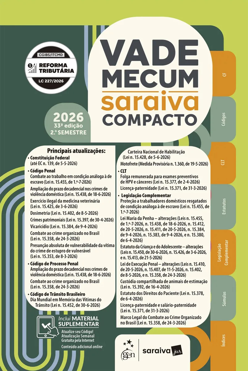 Vade Mecum Saraiva Compacto - 33ª Edição 2026 - Saraiva Jur, Equipe - Saraiva Jur - Capa Dura