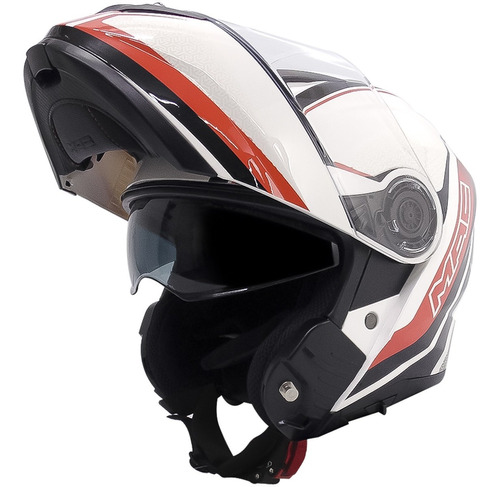 Casco Rebatible Moto Doble Visor Blanco Rojo Mac Rock Stroke