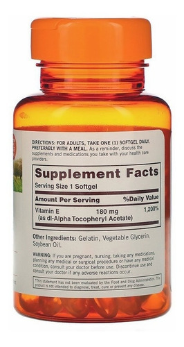 Imagem 2 de 3 de Vitamina E, Sundown Naturals, 180 Mg (400 Ui), 100 Softgels