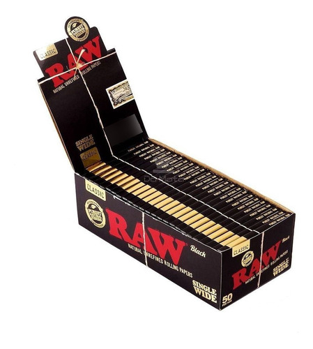 Caixa De Seda Raw Black Single Wide - Original 50 Unidades