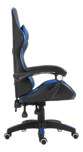 Silla de escritorio Tedge 435882 gamer ergonómica negra y azul con tapizado de cuero sintético