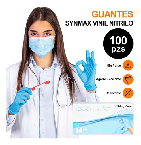 Imagen 1 de 5 de Guante Synamax Vinil Nitrilo Libre De Latex