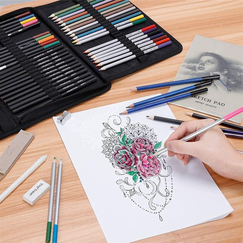 145 Pcs Lápis De Desenho Kit Canetas Pintura Artistica Estojo Colorido Profissional