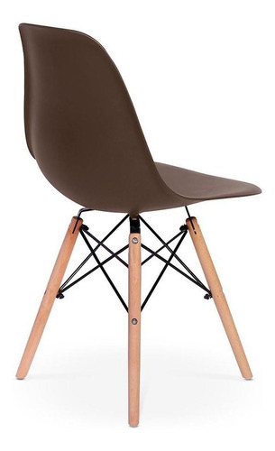 Kit Mesa Jantar Eiffel 90cm Branca + 4 Cadeiras Eames Eiffel Cor Marrom