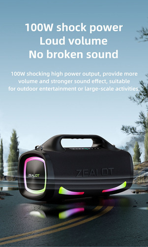 Bocina Bluetooth Zealot S79 100w Subwoofer Tws Powerbank Luz
