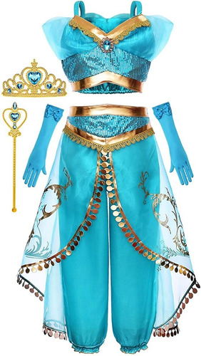 Disfraz Jazmin Aladdin Completo Con Accesorios Importado