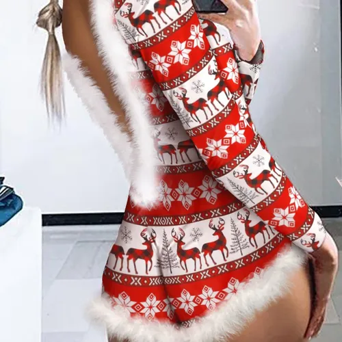 Pijama Para Mujer Con Estampado De Copos De Nieve Navideños