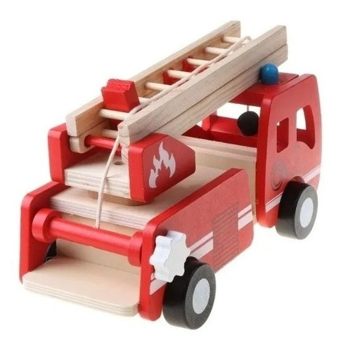 Camión De Bomberos Juguete De Madera Didáctico Montessori