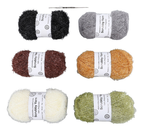 Juego De 6 Rollos De Hilo Scrubby Con Purpurina Brillante Pa
