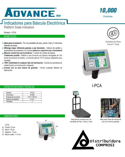 Indicadores Para Báscula Electrónica 4 Memorias Advance Bc