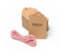 Comprar 50 Tarjetas Etiquetas Vintage Kraft Tags 7x4cm Merci Cordón