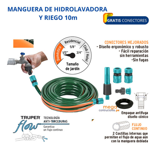 Hidrolavadora Alta Presion 1800 Psi Con Manguera 10m Truper