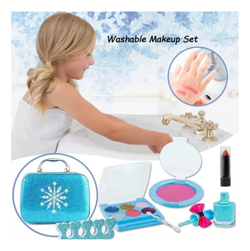 21 Pcs Juego De Maquillaje Lavable De Niñas Estuche Set