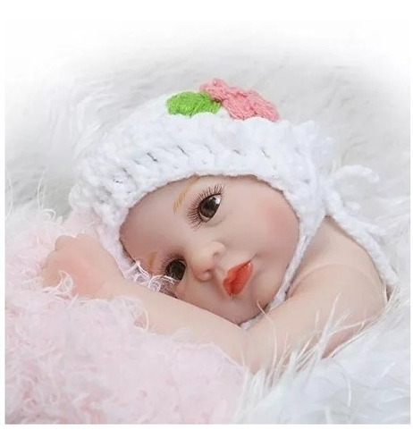 Muñeca Mini Reborn Baby Doll Cuerpo Completo Silicona 26 Cm